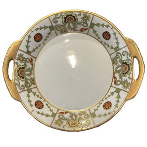 Antique Hand Painted Nippon Gold Embossed Serving Dish Tray Bowl